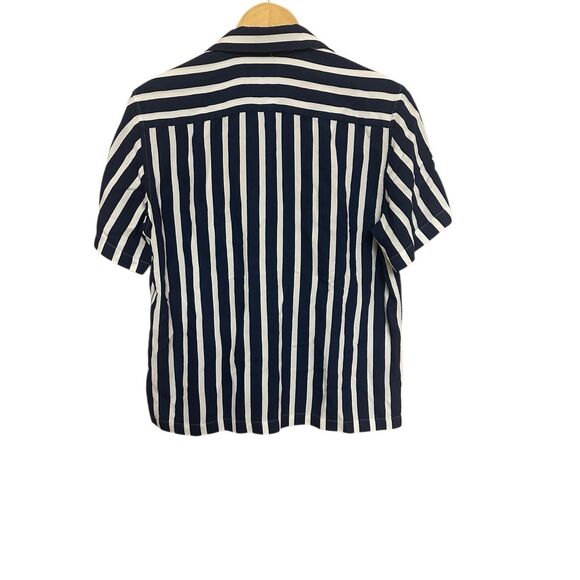 Sandro Paris Striped Short Sleeve Button Down Shirt Size: XL - Picture 4 of 9